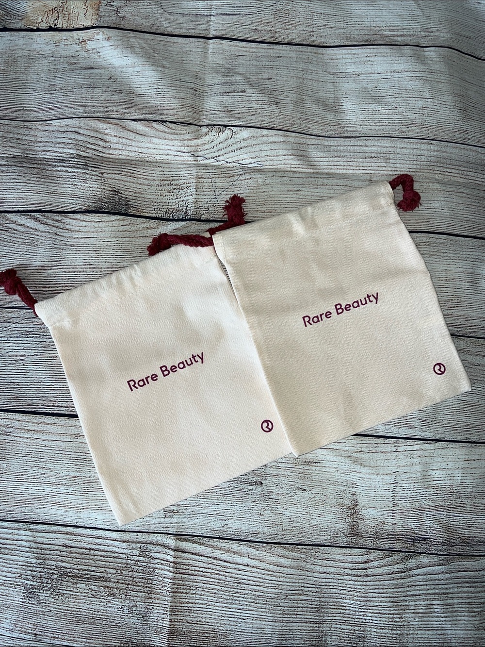 Lot of 2 Rare Beauty Canvas Drawstring Pouches